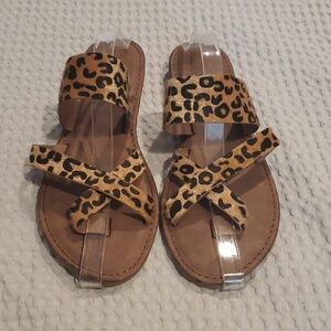 SEVEN 7 MALDIVES SANDALS ANIMAL PRINT SLIP ON SZ 11 (#21)